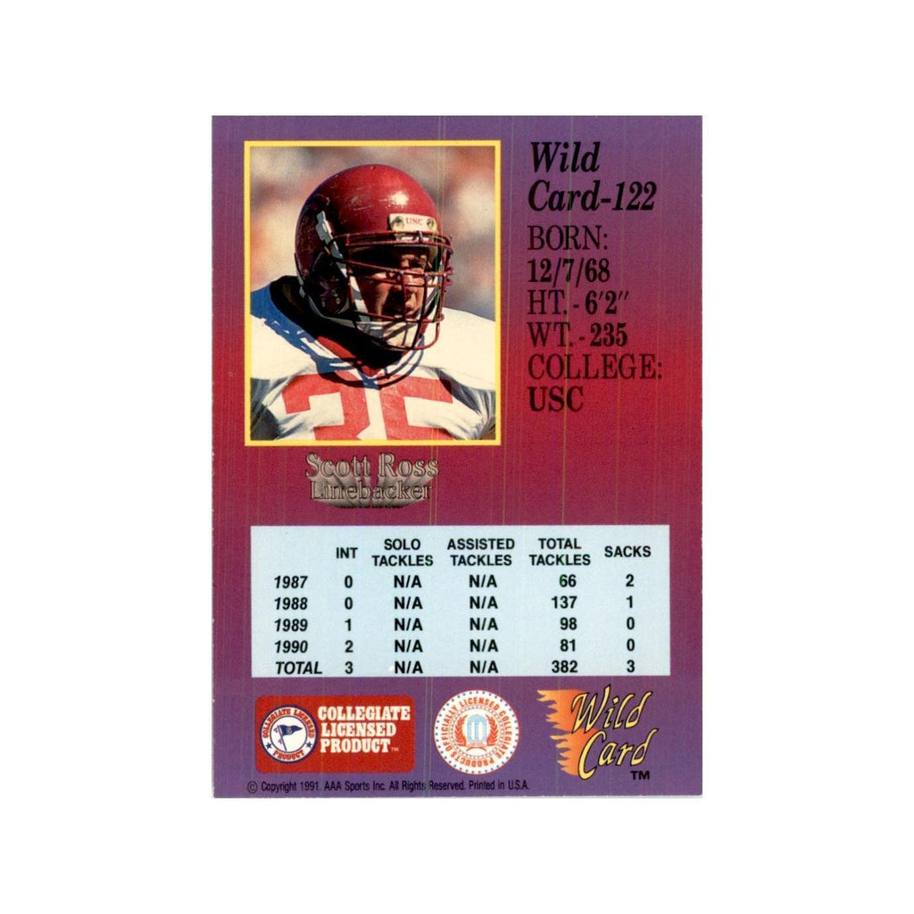 1991 Wild Card Scott Ross Football Cards #122
