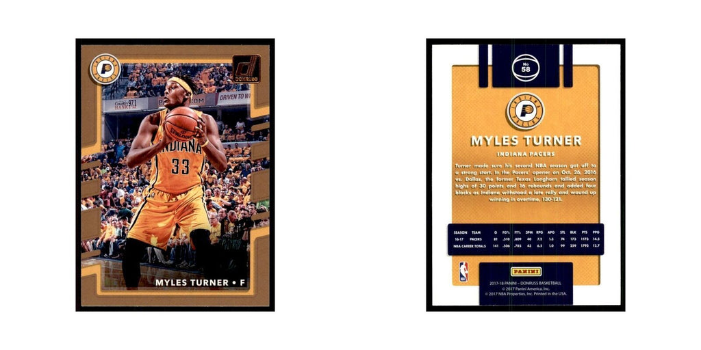 2017 Donruss Myles Turner Basketball Cards #58