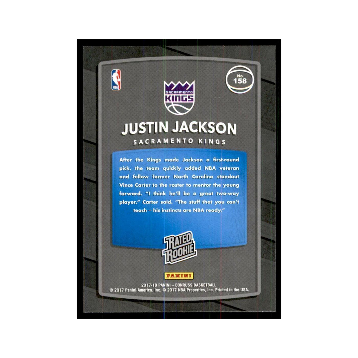 2017 Donruss Justin Jackson Basketball Cards #158