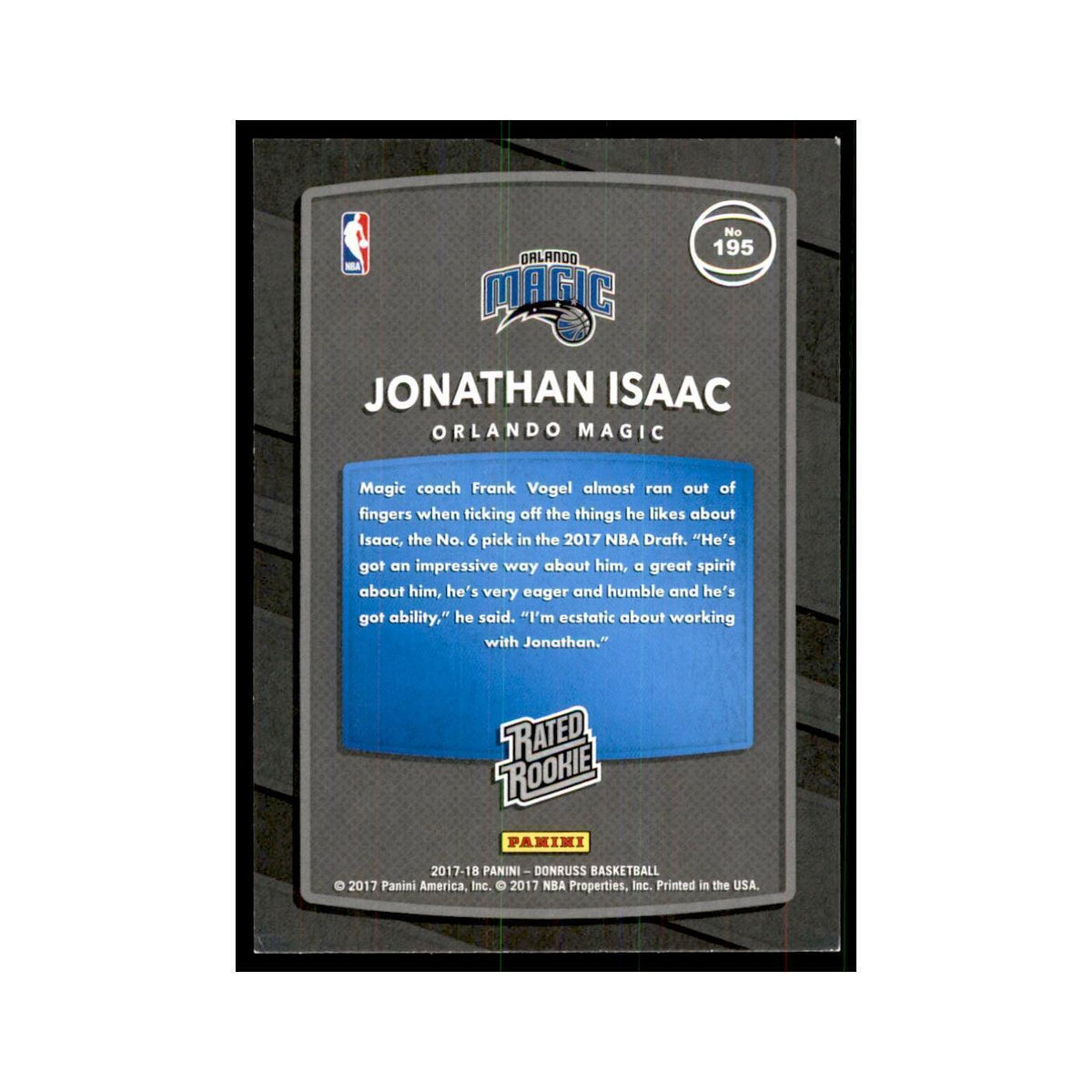 2017 Donruss Jonathan Isaac Basketball Cards #195