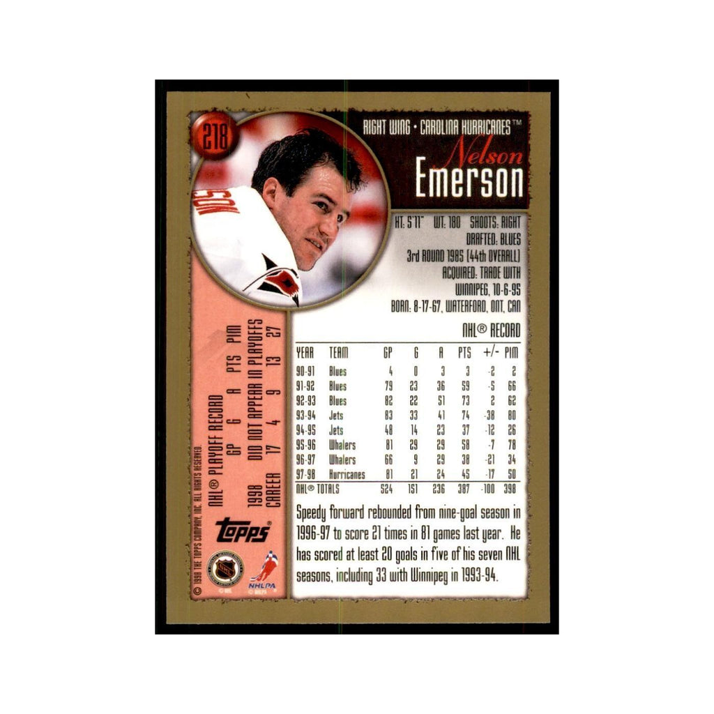 1998 Topps Nelson Emerson Carolina Hurricanes #218