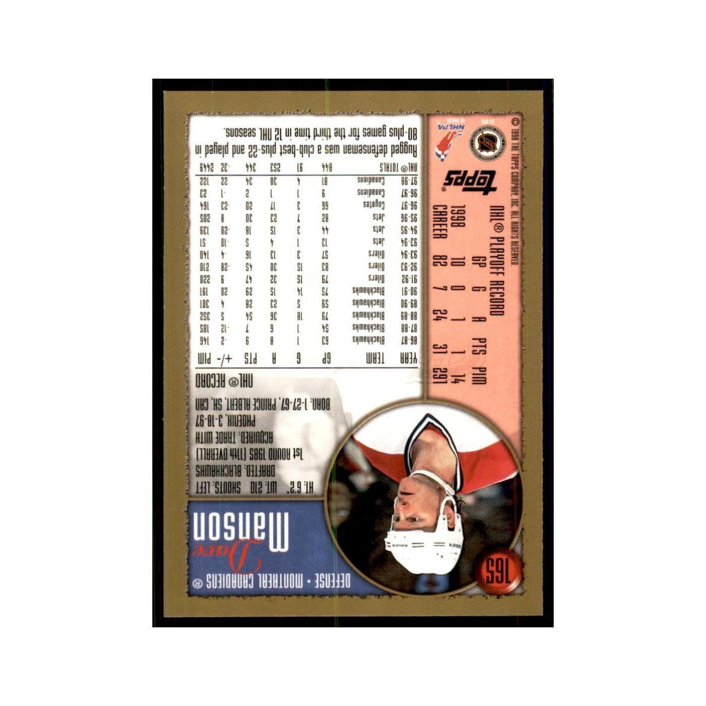 1998 Topps Dave Manson Montreal Canadiens #165