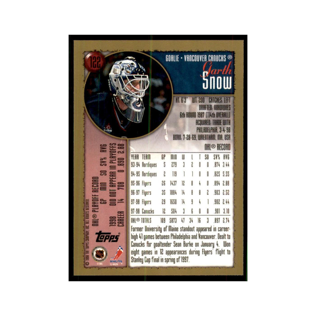 1998 Topps Garth Snow Vancouver Canucks #122