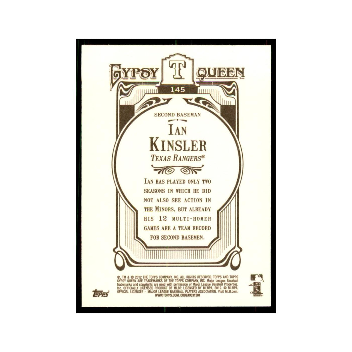 2012 Topps Gypsy Queen Iam Kinsler Baseball Cards #145