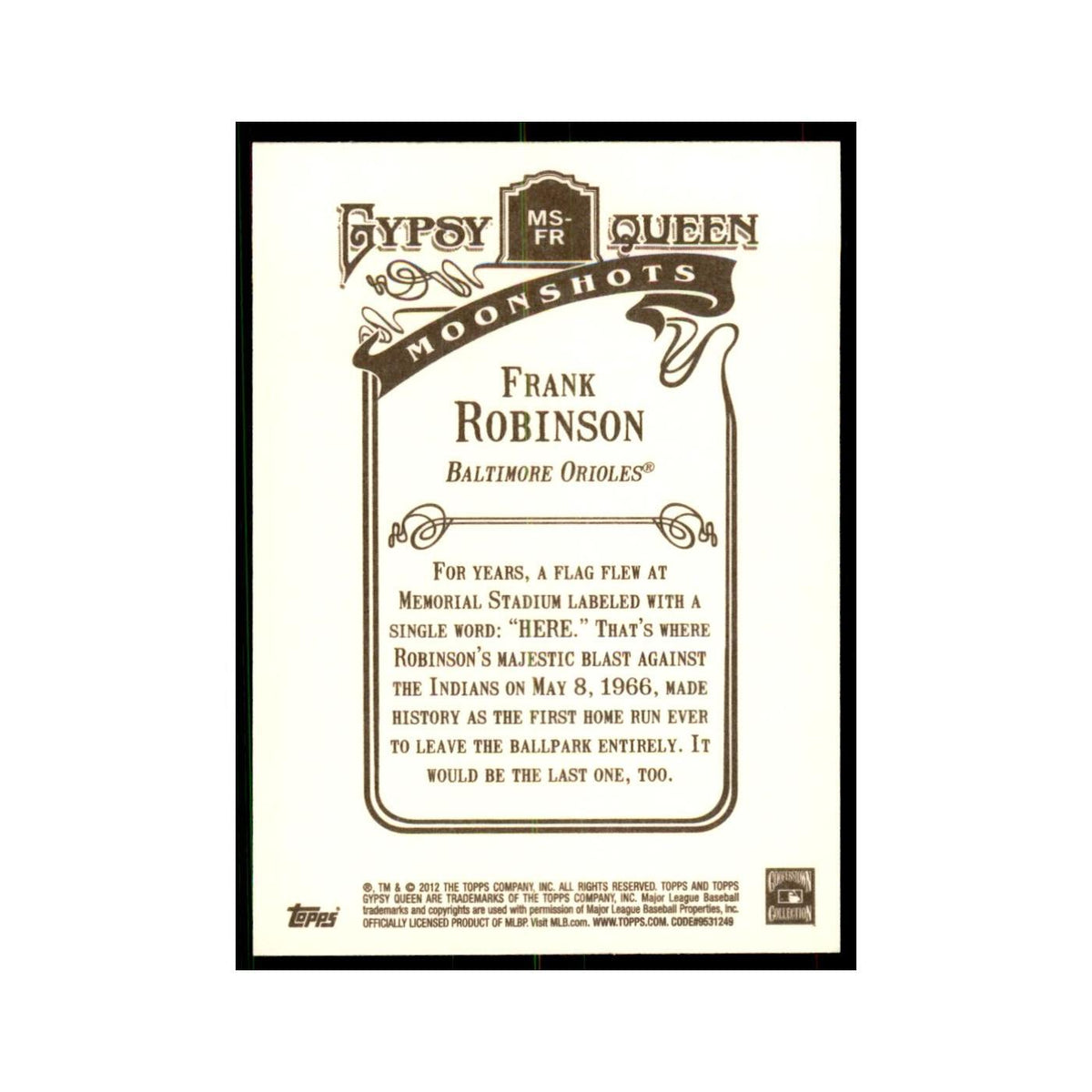 2012 Topps Gypsy Queen Frank Robinson Baseball Cards #MS-FR
