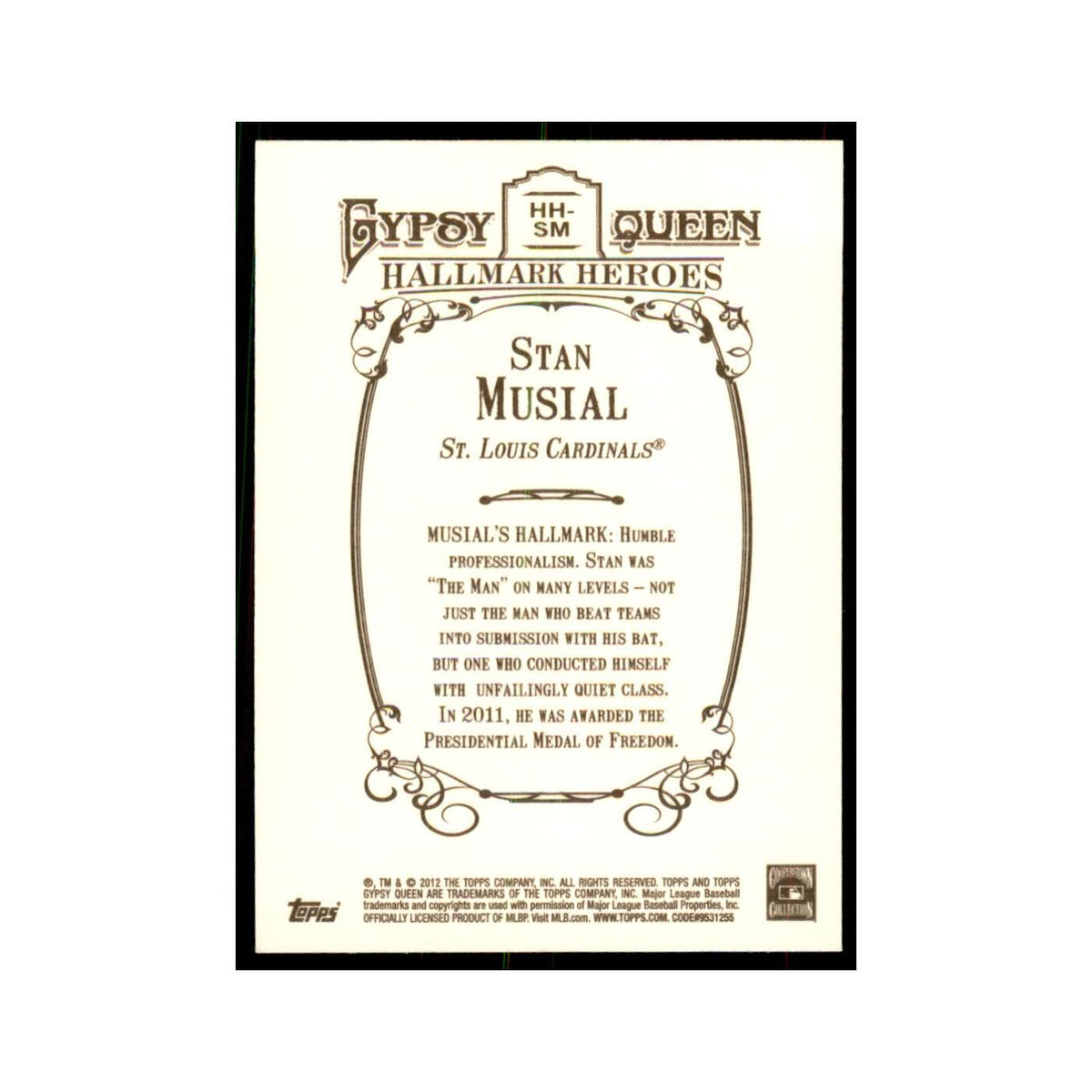 2012 Topps Gypsy Queen Stan Musial Baseball Cards #HH-SM