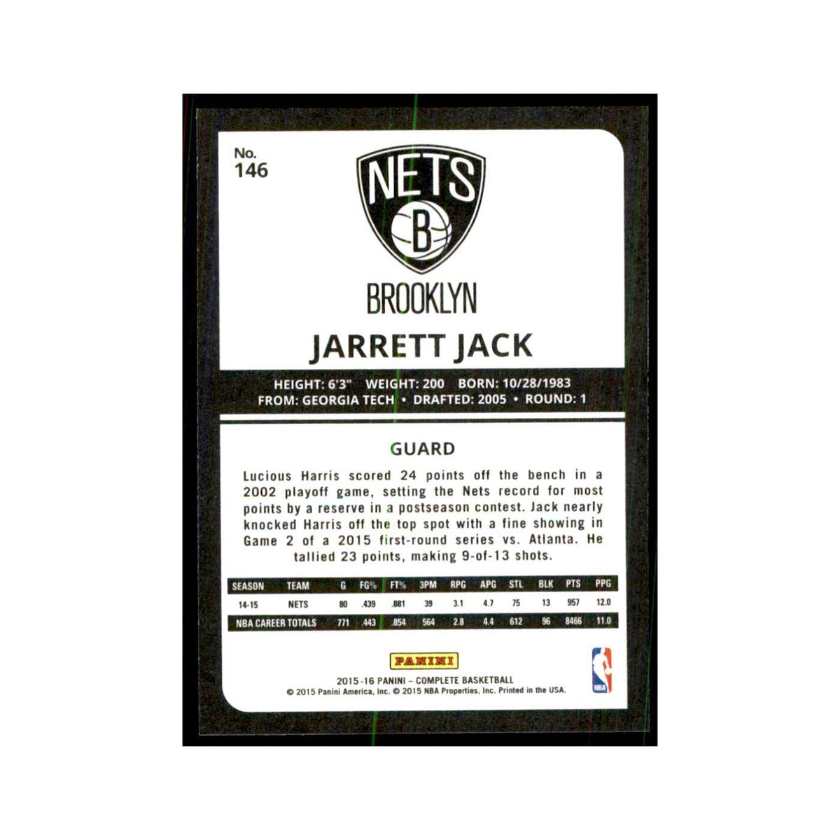 2015 Panini Complete Jarrett Jack Nets #146