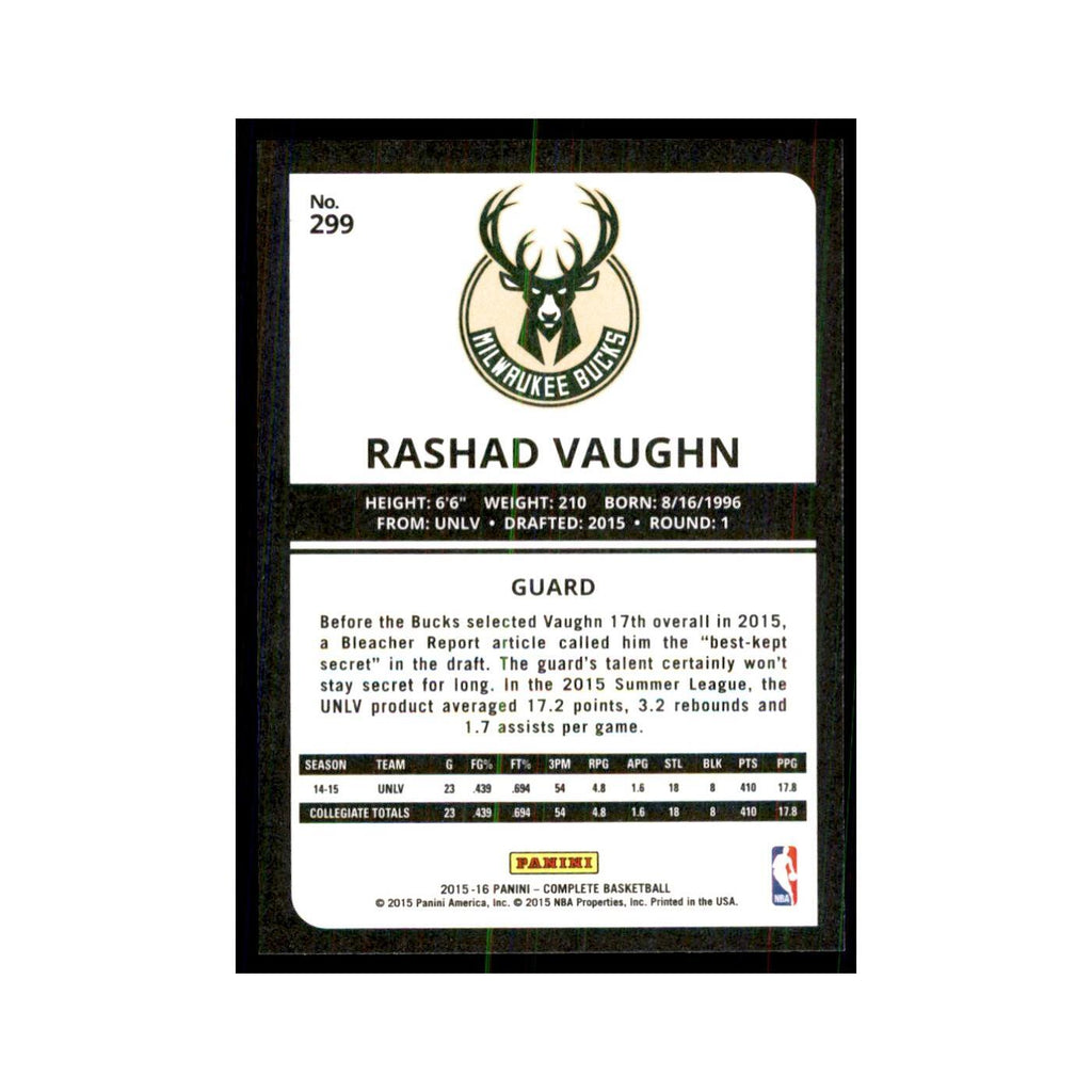 2015 Panini Complete Rashad Vaughn RC Bucks #299