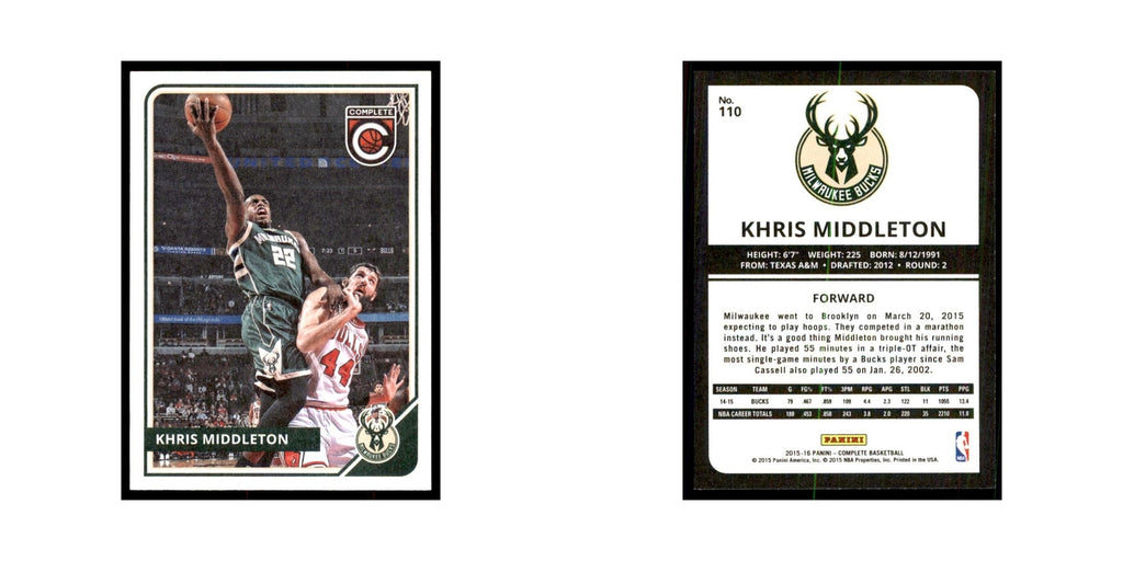 2015 Panini Complete Khris Middleton Bucks #110