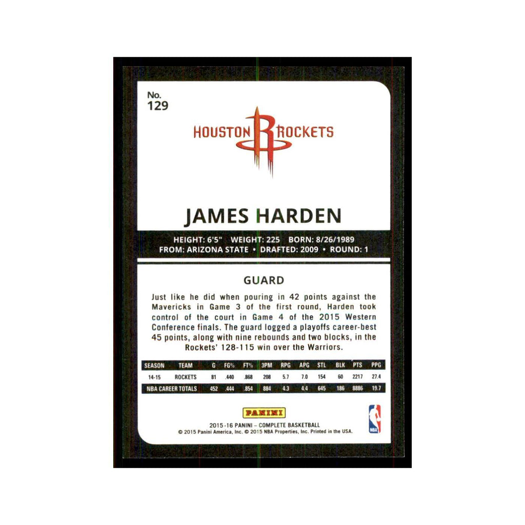 2015 Panini Complete James Harden RC Rockets #129