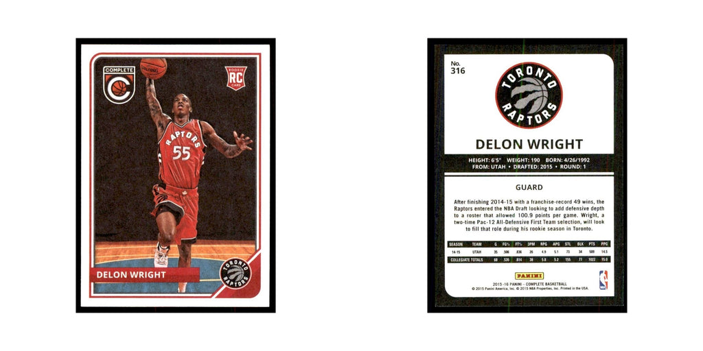 2015 Panini Complete Delon Wright RC Raptors #316