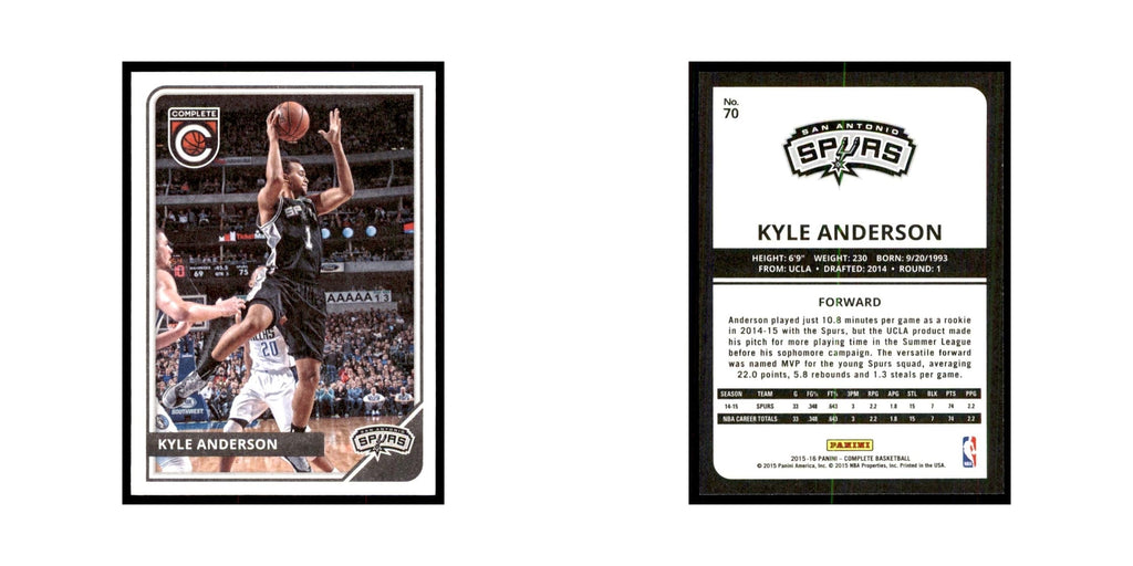 2015 Panini Complete Kyle Anderson Spurs #70
