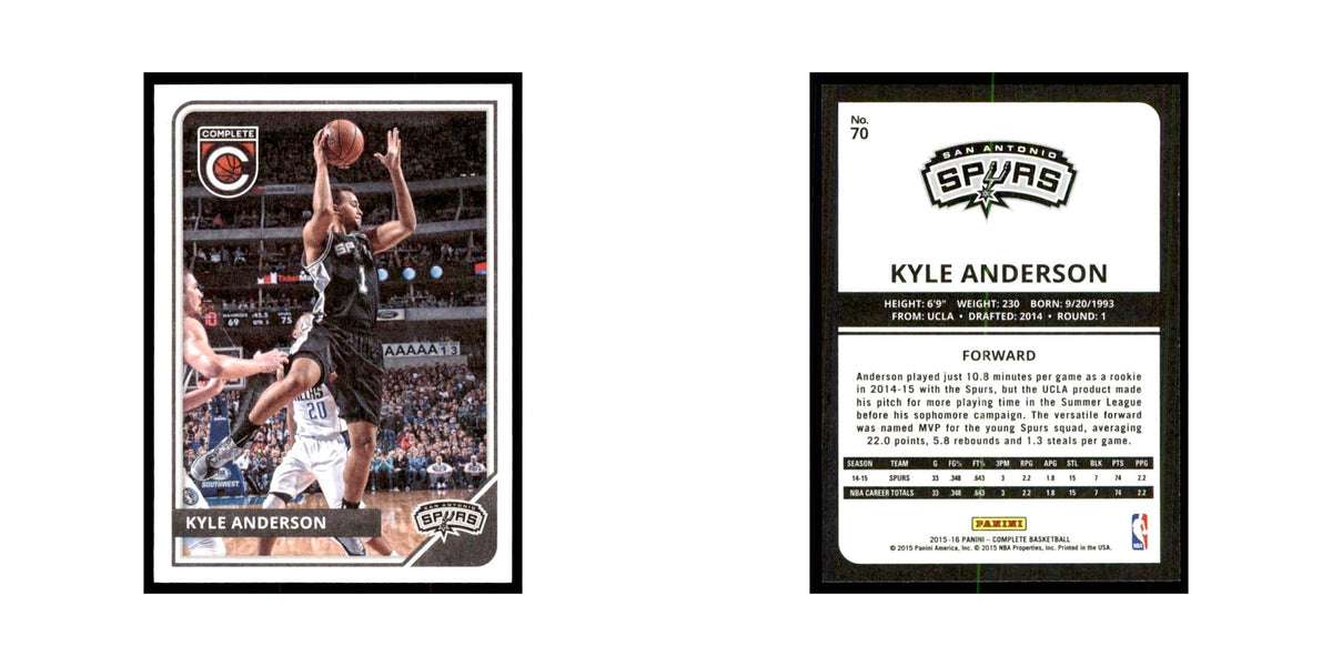 2015 Panini Complete Kyle Anderson Spurs #70