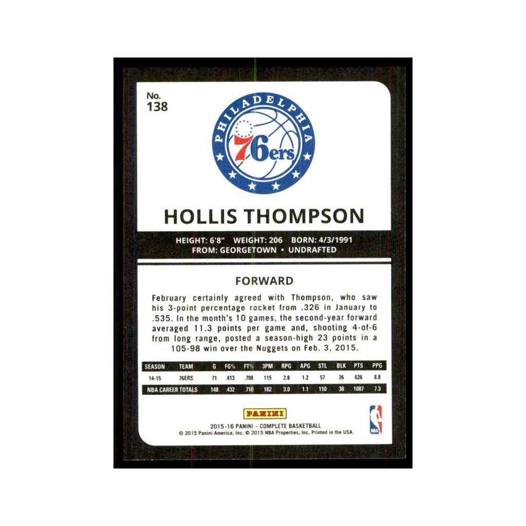 2015 Panini Complete Hollis Thompson 76ers #138