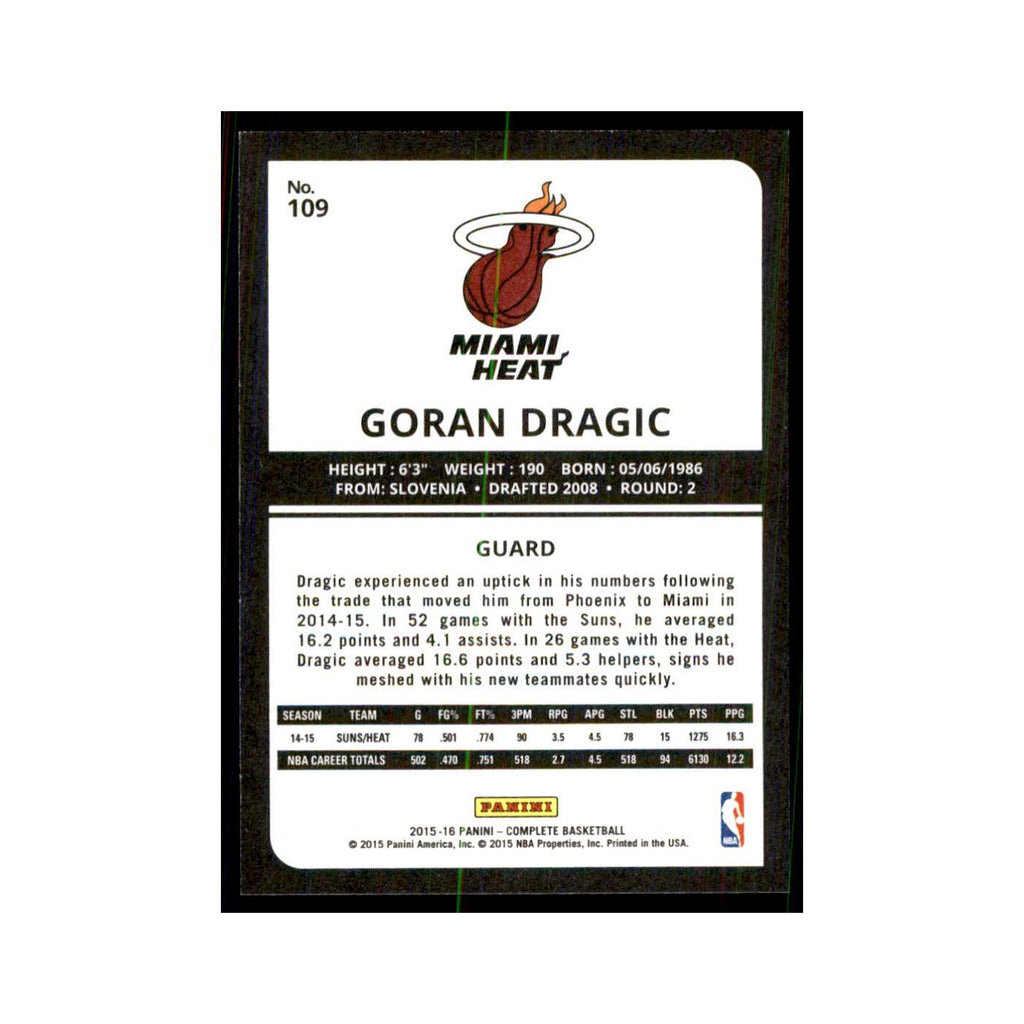 2015 Panini Complete Goran Dragic Heat #109