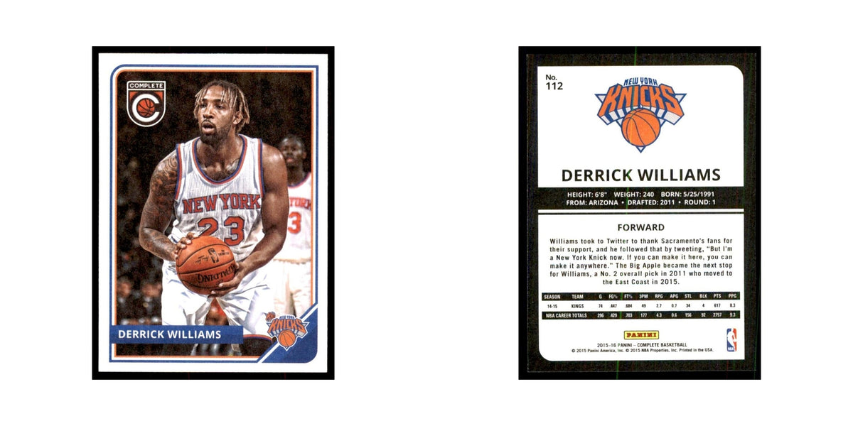 2015 Panini Complete Derrick Williams Knicks #112