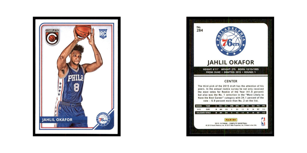 2015 Panini Complete Jahlil Okafor RC 76ers #284