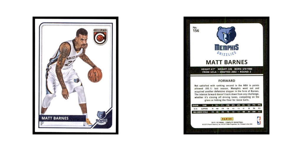 2015 Panini Complete Matt Barnes Grizzlies #156