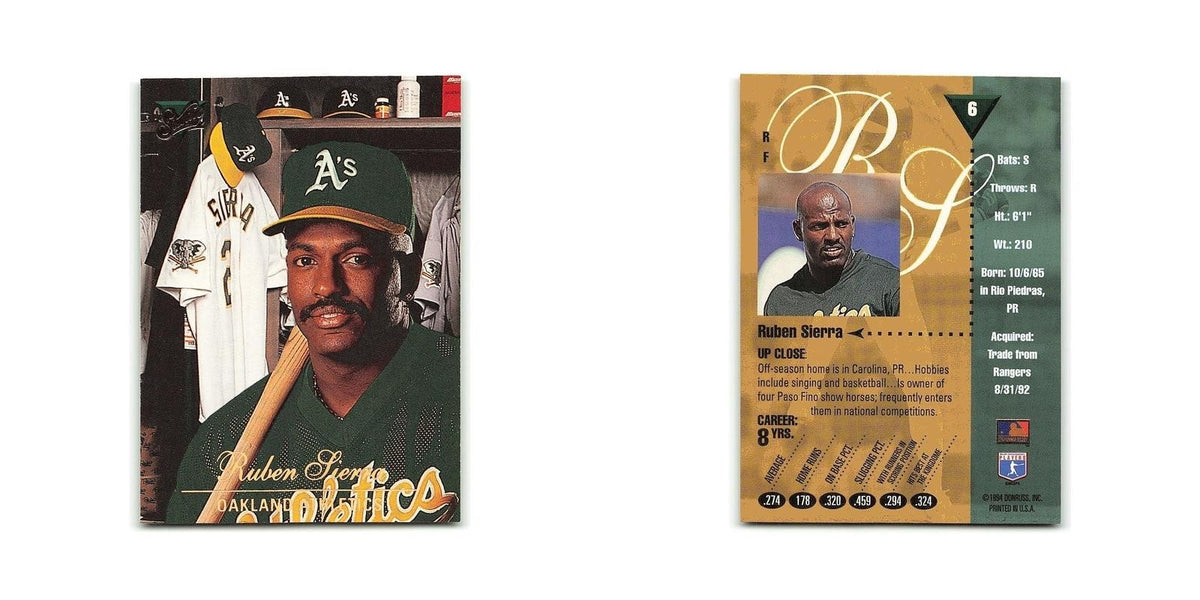 Ruben Sierra 1994 Studio #6 Oakland Athletics Baseball Card NM