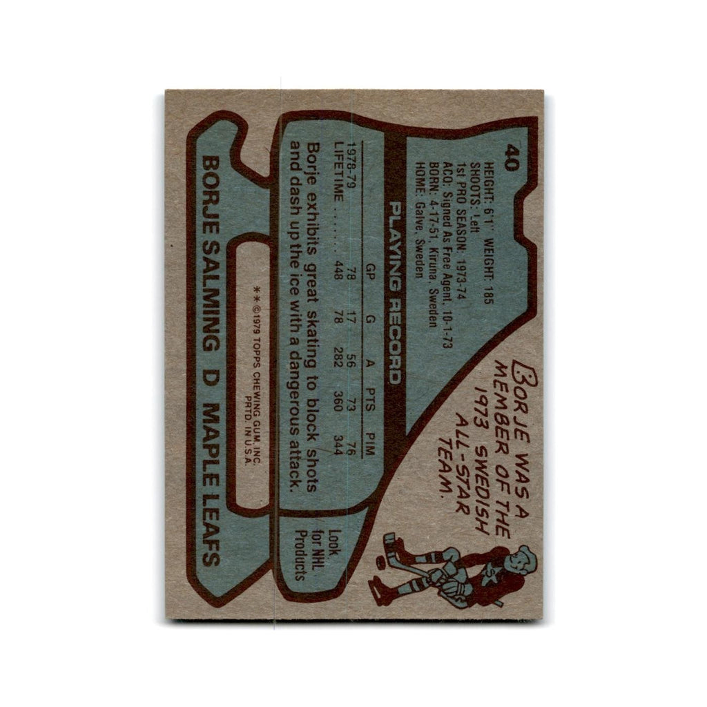 1979 Topps Borje Salming Toronto Maple Leafs #40