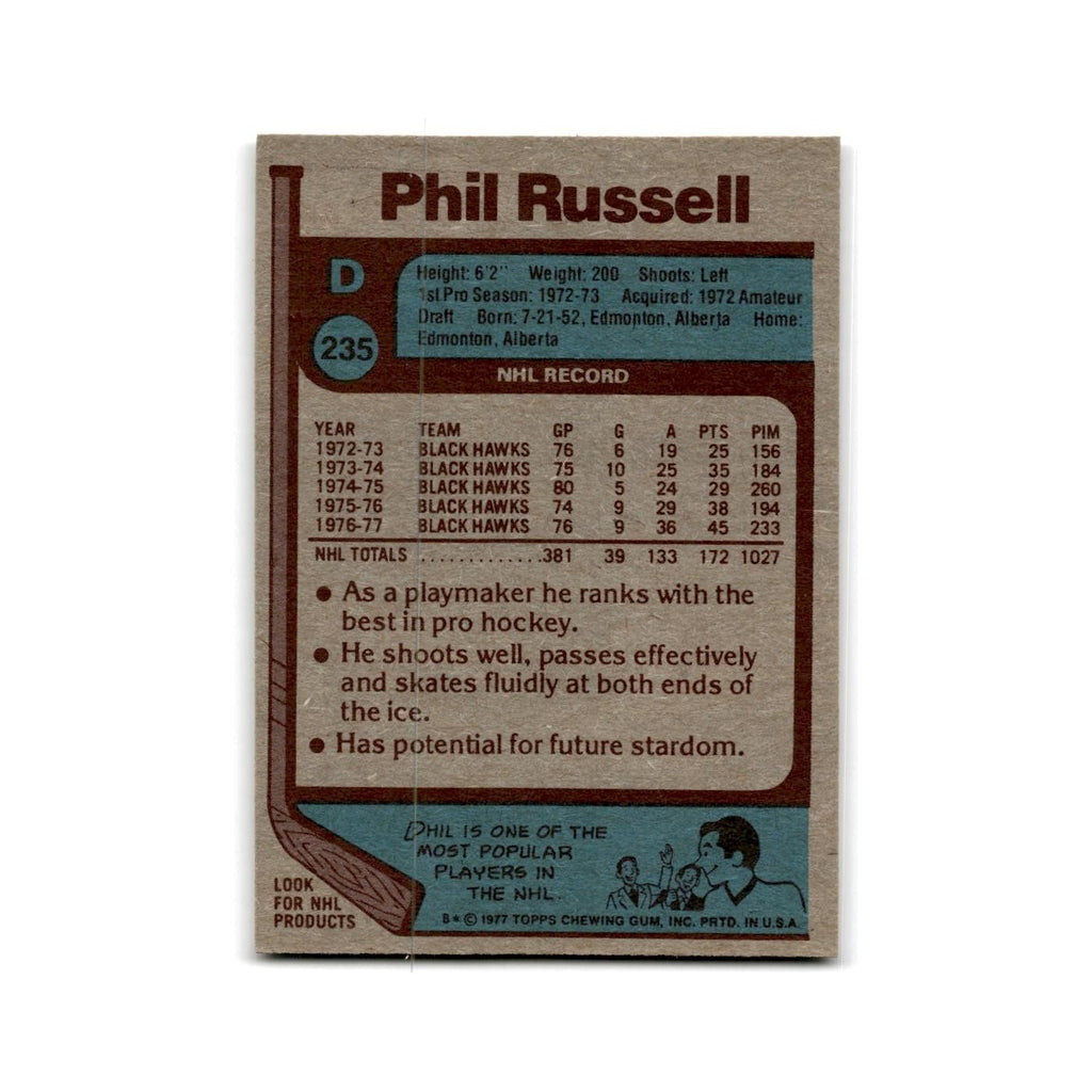 1977 Topps Phil Russell Chicago Blackhawks #235