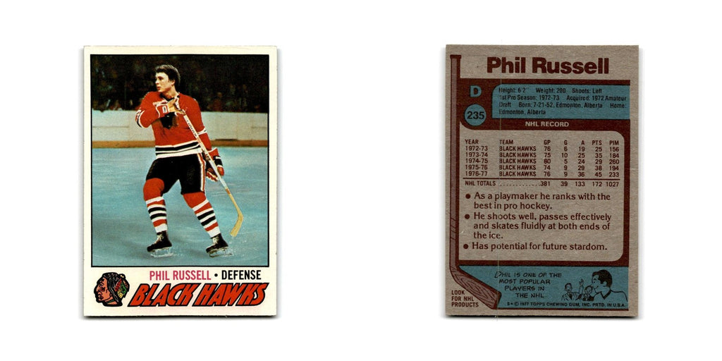 1977 Topps Phil Russell Chicago Blackhawks #235