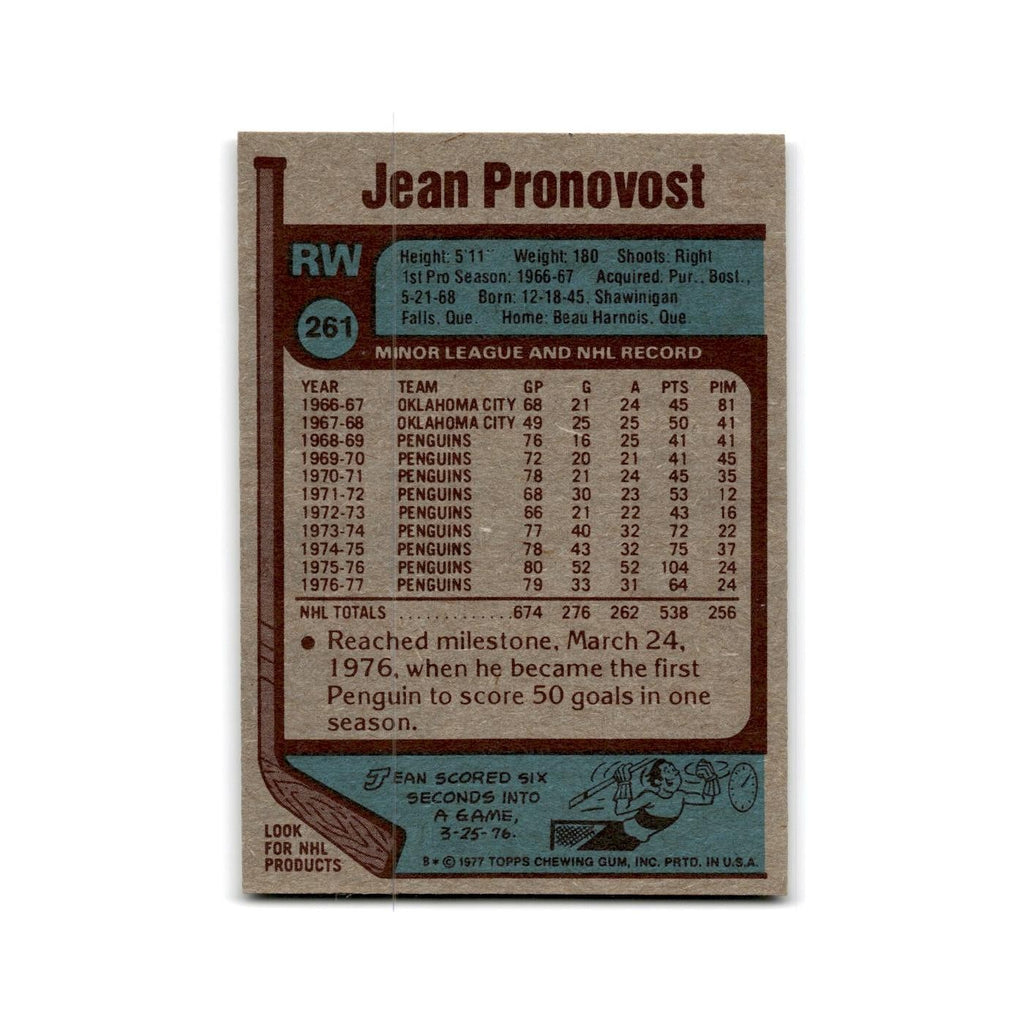 1977 Topps Jean Pronovost Pittsburgh Penguins #261
