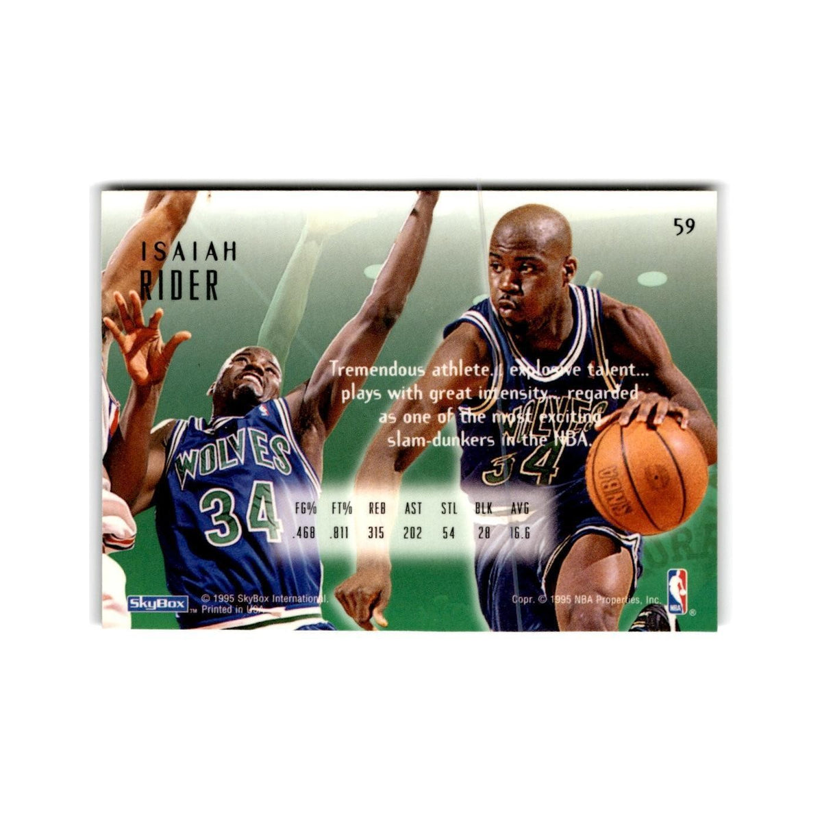 1994 SkyBox E-Motion Isaiah Rider Timberwolves #59