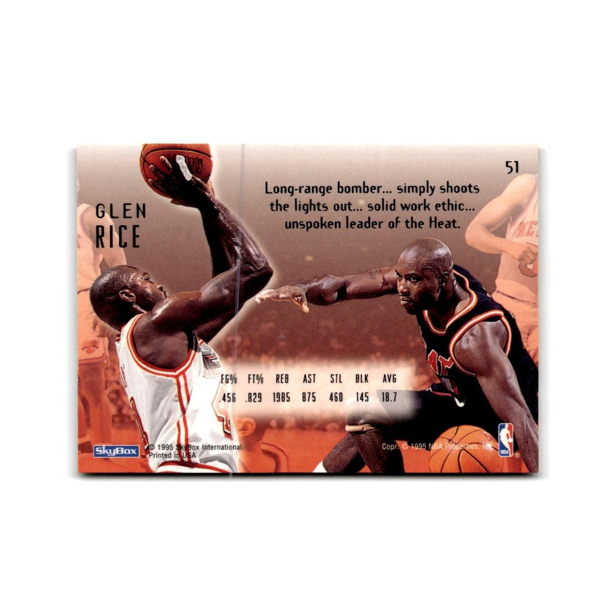 1994 SkyBox E-Motion Glen Rice Heat #51