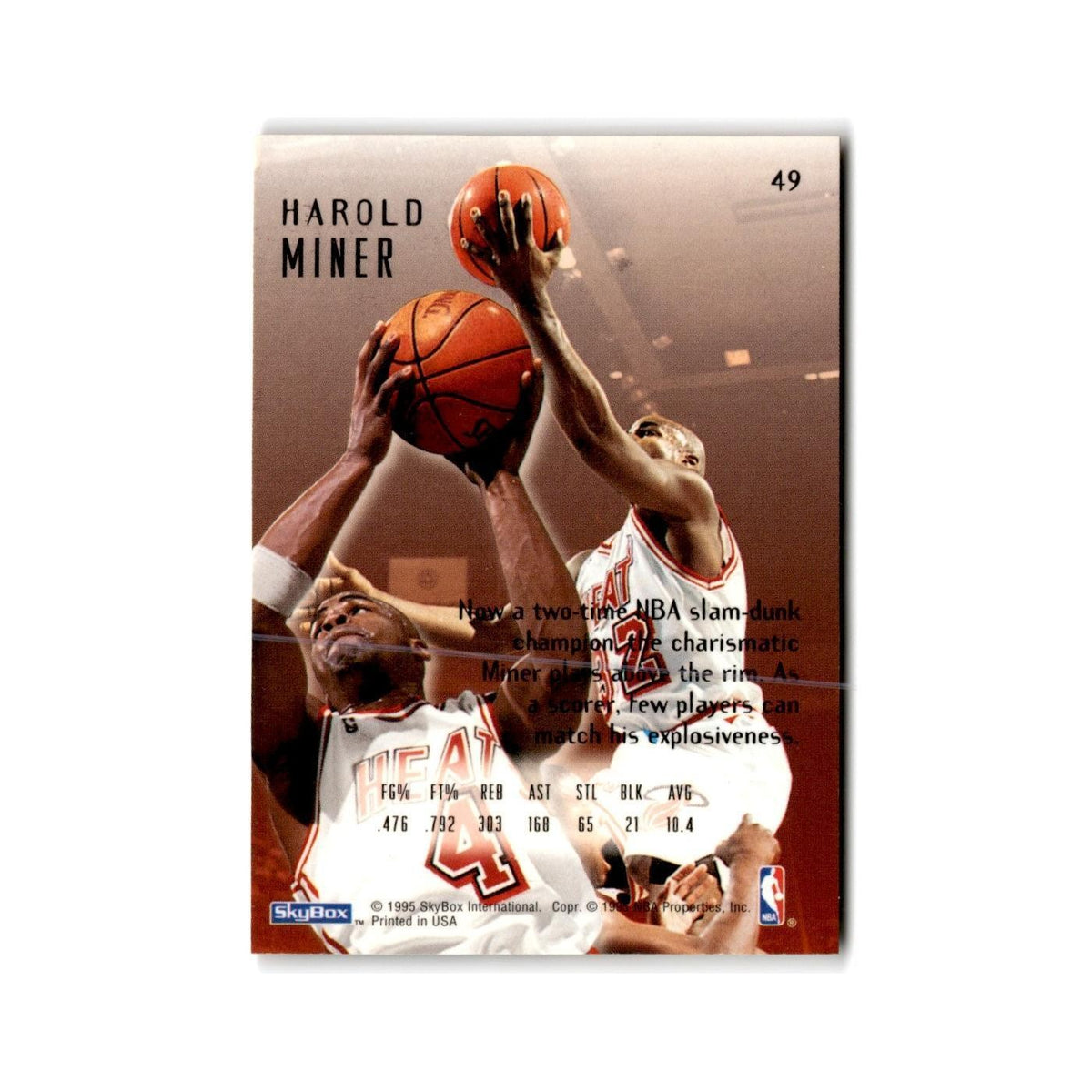 1994 SkyBox E-Motion Harold Miner Heat #49