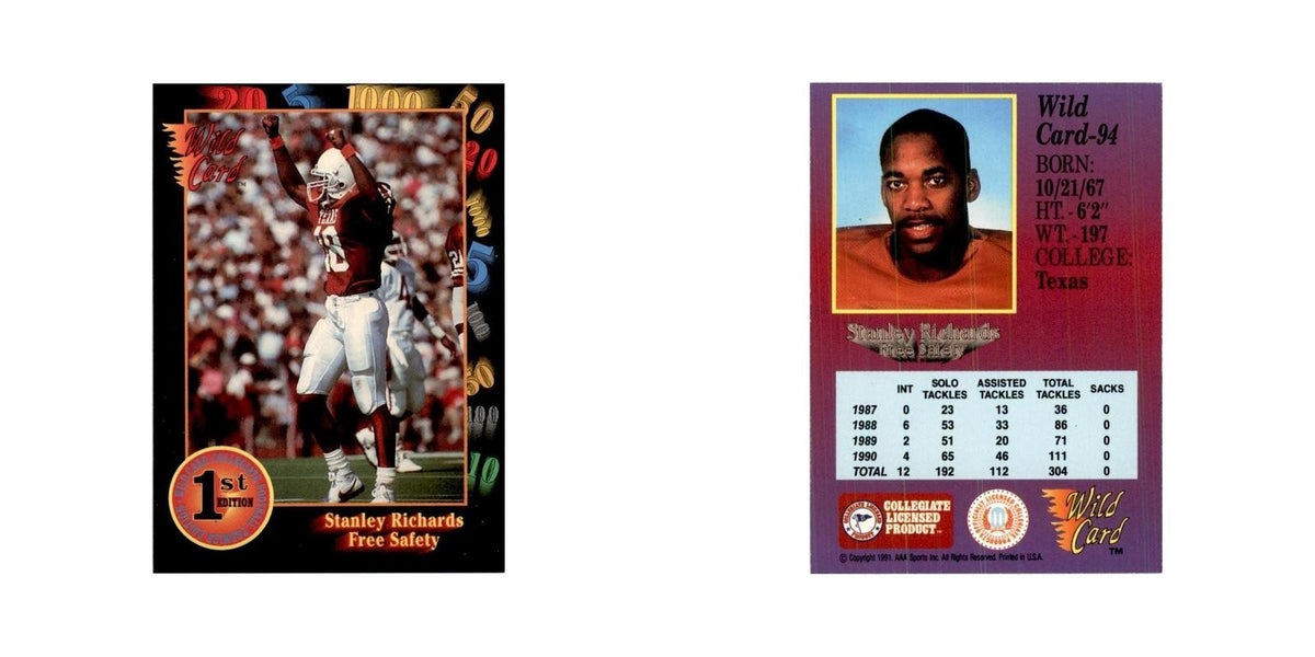 1991 Wild Card Stanley Richard Football Cards #94