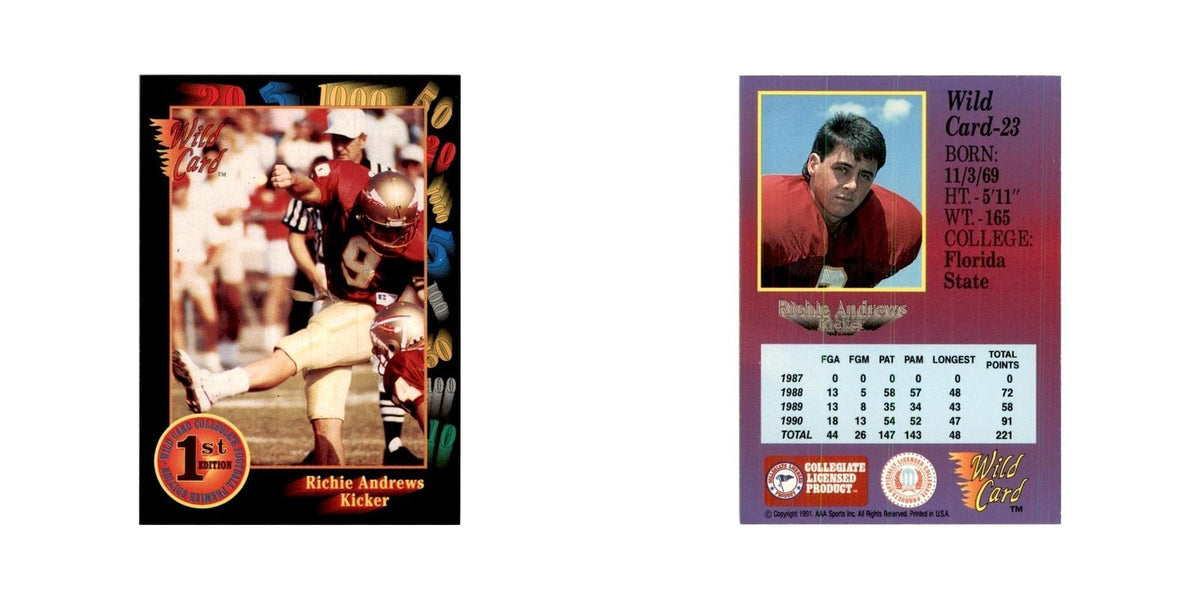 1991 Wild Card Richie Andrews Football Cards #23