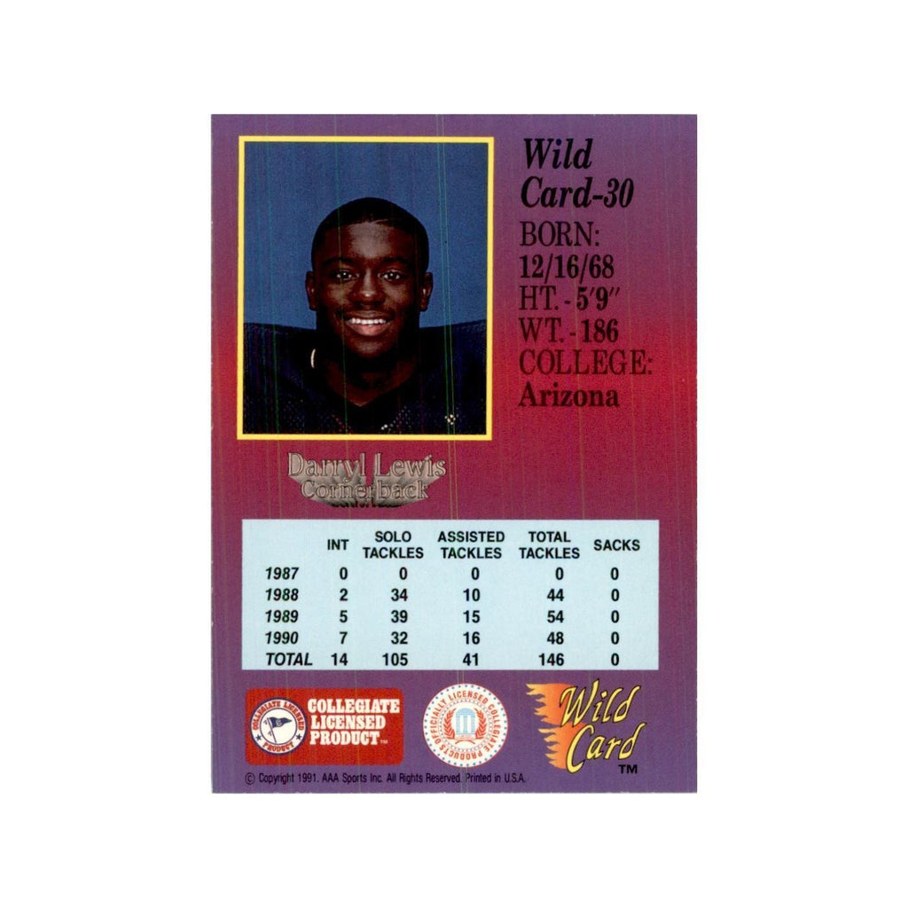 1991 Wild Card Darryll Lewis Football Cards #30
