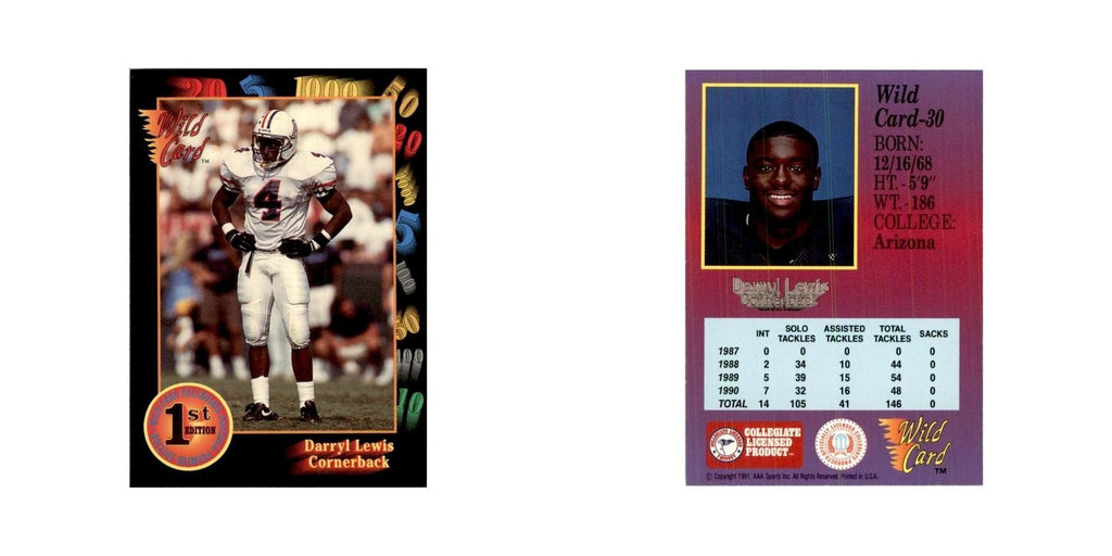 1991 Wild Card Darryll Lewis Football Cards #30