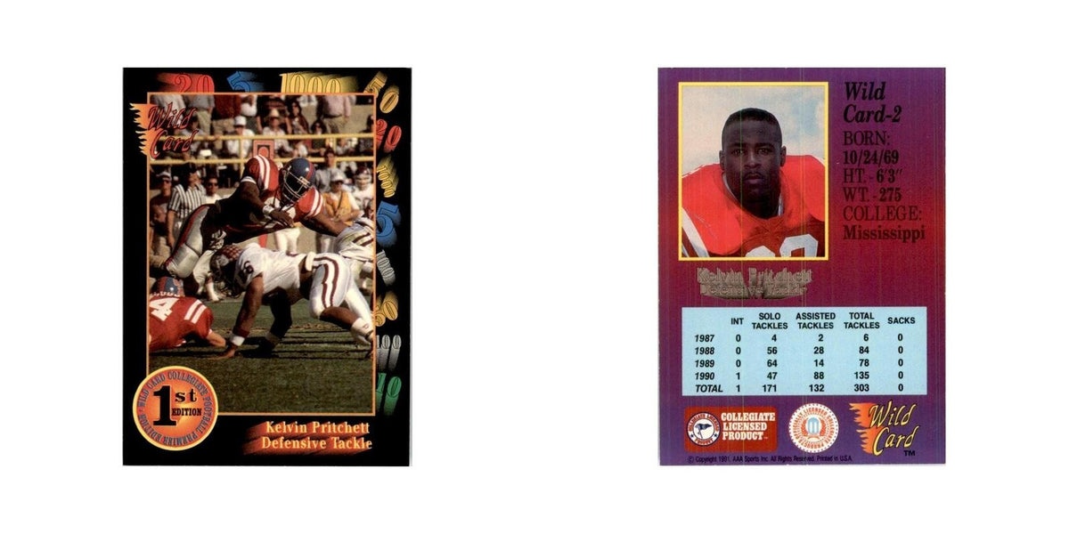 1991 Wild Card Kelvin Pritchett Football Cards #2