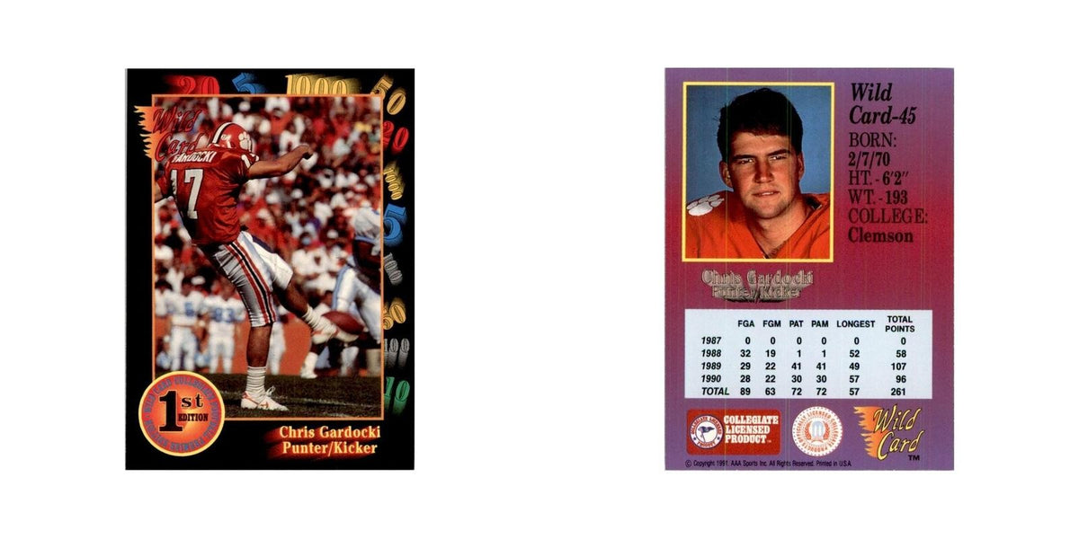 1991 Wild Card Chris Gardocki Football Cards #45