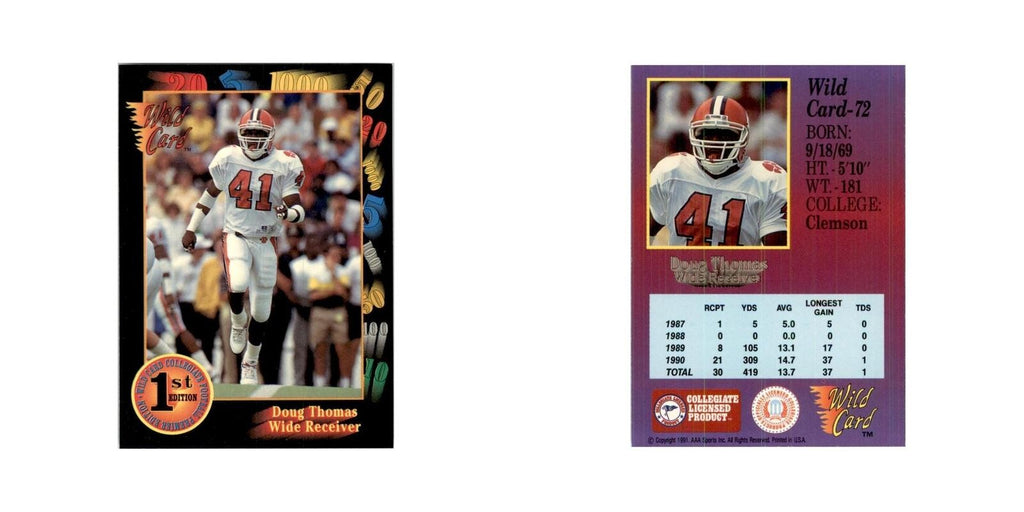 1991 Wild Card Doug Thomas Football Cards #72