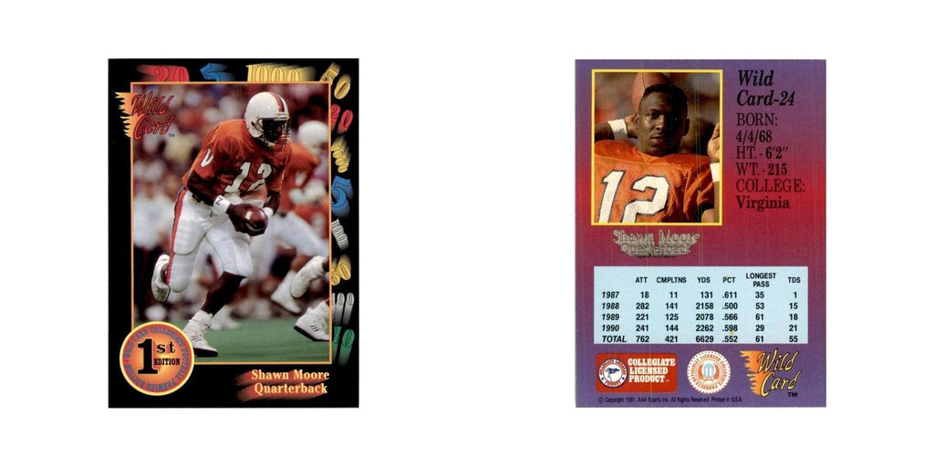 1991 Wild Card Shawn Moore Football Cards #24