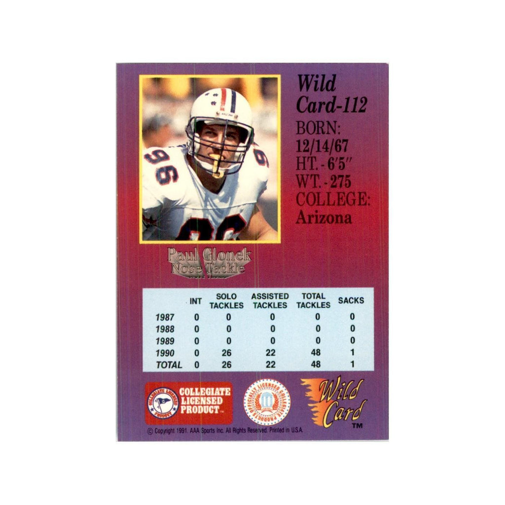1991 Wild Card Paul Glonek Football Cards #112