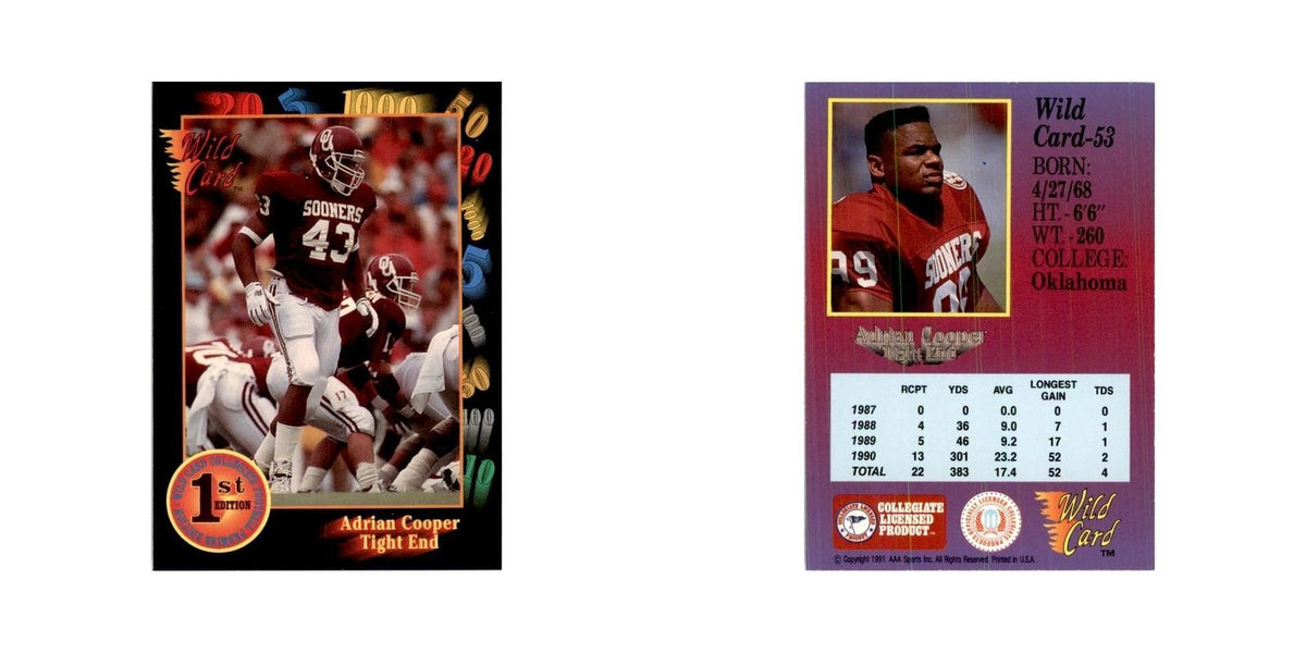 1991 Wild Card Adrian Cooper Football Cards #53