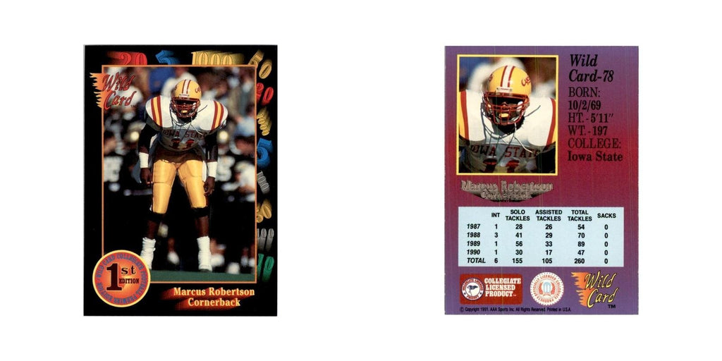 1991 Wild Card Marcus Robertson Football Cards #78