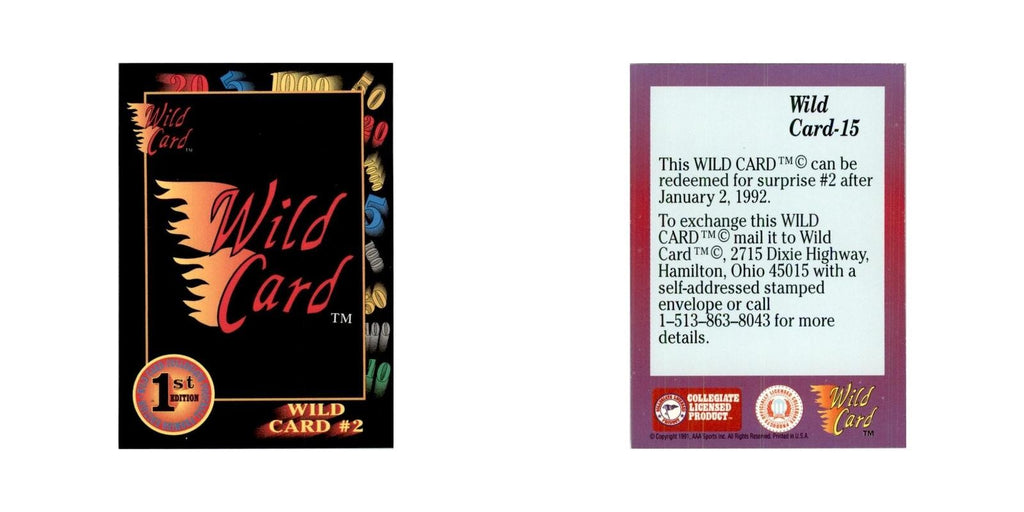 1991 Wild Card Wild Card #2 Football Cards #15