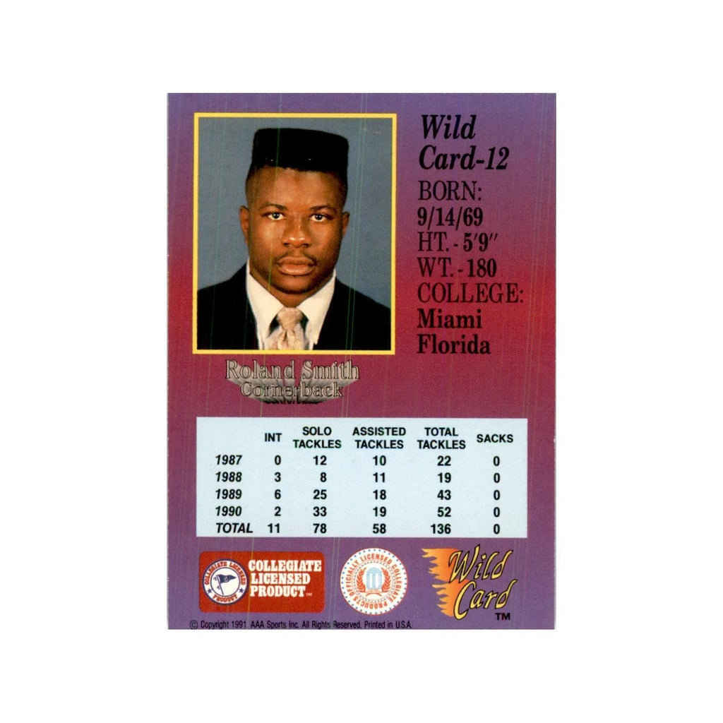 1991 Wild Card Roland Smith Football Cards #12