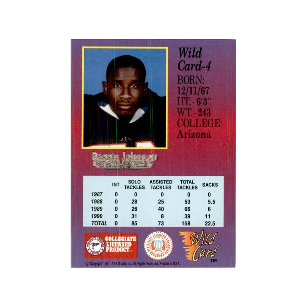 1991 Wild Card Reggie Johnson Football Cards #4