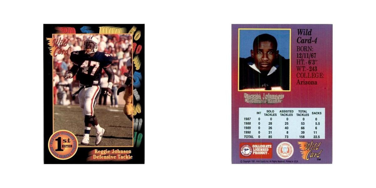 1991 Wild Card Reggie Johnson Football Cards #4