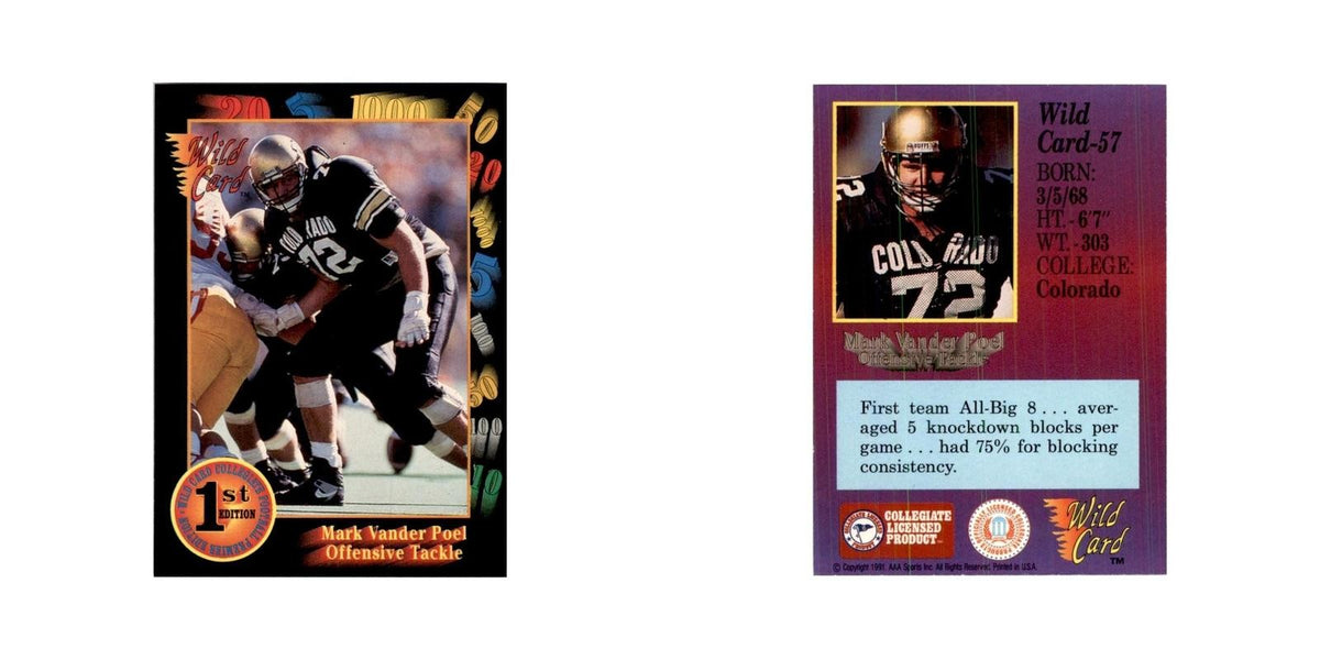 1991 Wild Card Mark Vander Poel Football Cards #57