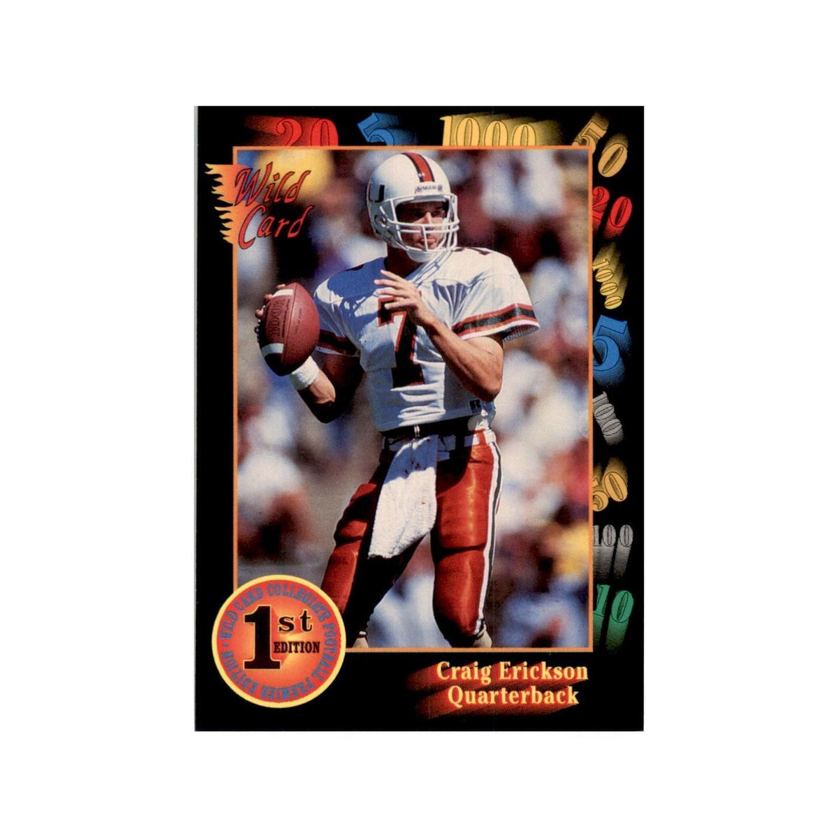 1991 Wild Card Craig Erickson Football Cards #63