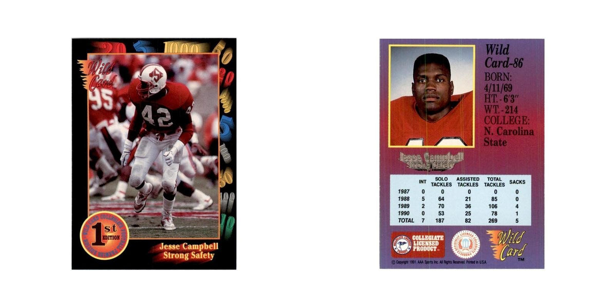 1991 Wild Card Jesse Campbell Football Cards #86