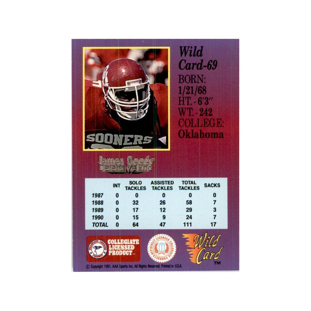 1991 Wild Card James Goode Football Cards #69