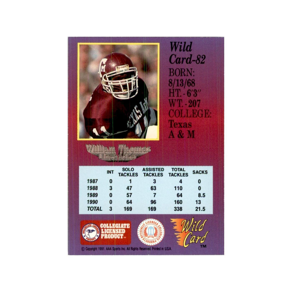 1991 Wild Card William Thomas Football Cards #82